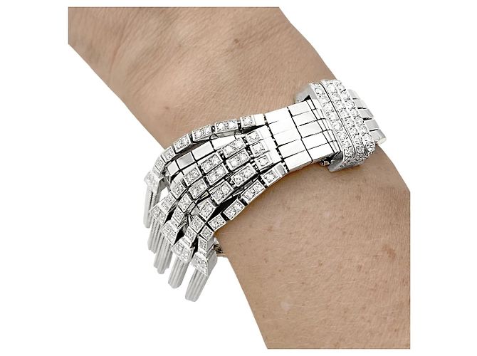 Autre Marque Bracciale antico in platino e diamanti. - vista 7