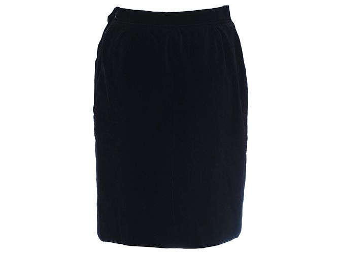 Gonna vintage in velluto nero Saint Laurent Rive Gauche - vista 3