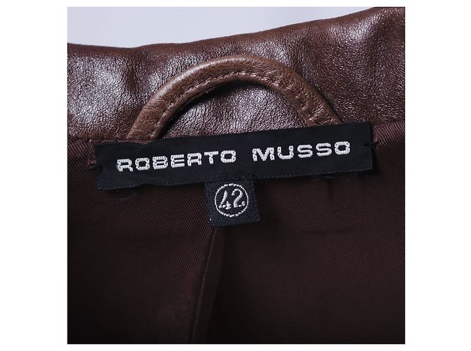 Autre Marque Gabardina de piel de oveja marrón Roberto Musso Castaño - vista 10