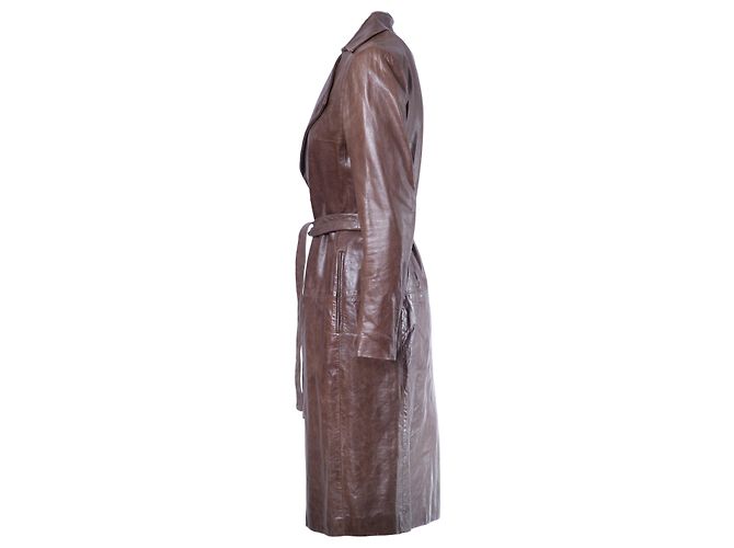 Autre Marque Gabardina de piel de oveja marrón Roberto Musso Castaño - vista 2