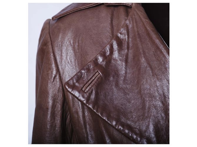 Autre Marque Gabardina de piel de oveja marrón Roberto Musso Castaño - vista 4