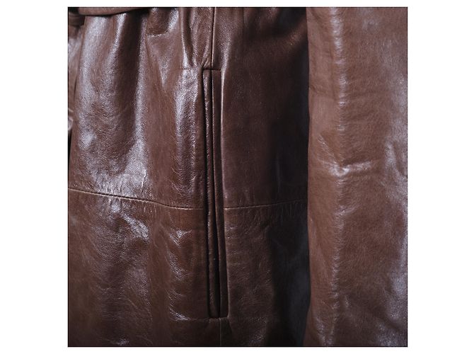 Autre Marque Gabardina de piel de oveja marrón Roberto Musso Castaño - vista 5