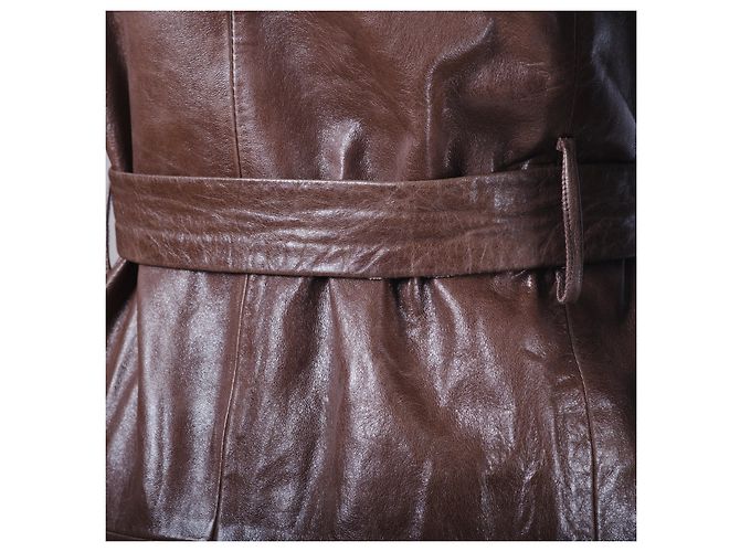 Autre Marque Gabardina de piel de oveja marrón Roberto Musso Castaño - vista 6