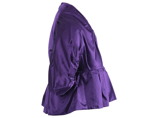 Bow Top peplum de seda roxa com laço da coleção primavera 2007 da Prada Roxo - vista 3