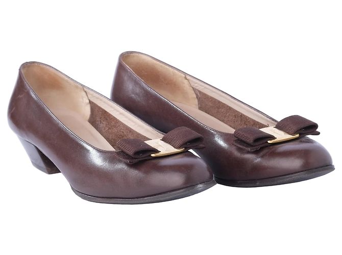 Décolleté in pelle Salvatore Ferragamo Marrone - vista 2