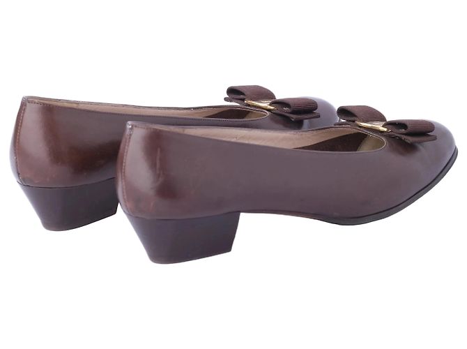 Décolleté in pelle Salvatore Ferragamo Marrone - vista 3