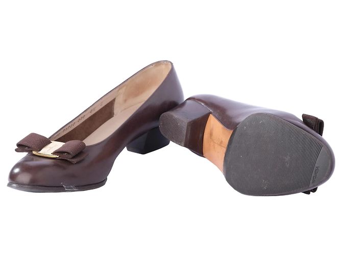 Décolleté in pelle Salvatore Ferragamo Marrone - vista 8