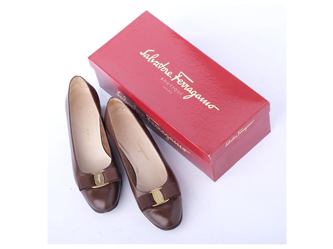 Décolleté in pelle Salvatore Ferragamo Marrone - vista 9