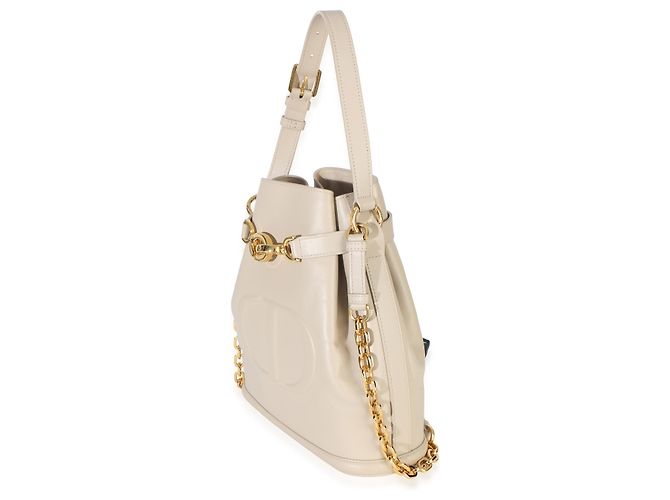 Borsa bucket medium C'est in pelle di vitello beige con logo CD in rilievo Christian Dior - vista 3