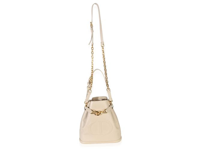 Borsa bucket medium C'est in pelle di vitello beige con logo CD in rilievo Christian Dior - vista 5
