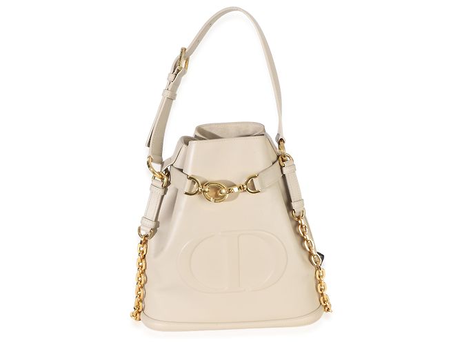 Borsa bucket medium C'est in pelle di vitello beige con logo CD in rilievo Christian Dior - vista 8