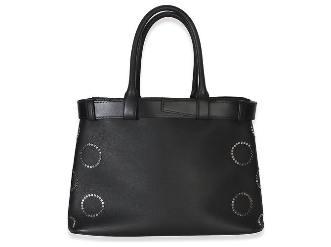 Tote Bolsa Prada de fivela grande com tachas em couro de bezerro de grão macio preto com cinto - vista 2