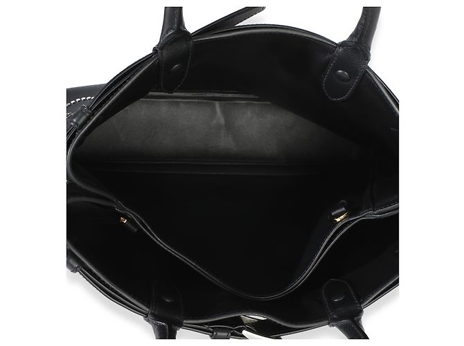 Tote Bolsa Prada de fivela grande com tachas em couro de bezerro de grão macio preto com cinto - vista 5