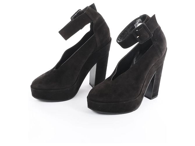Kelly Hermès HERMES Leder- & Wildleder-Stilettos in Schwarz, Größe 38 EU - Ansicht 2