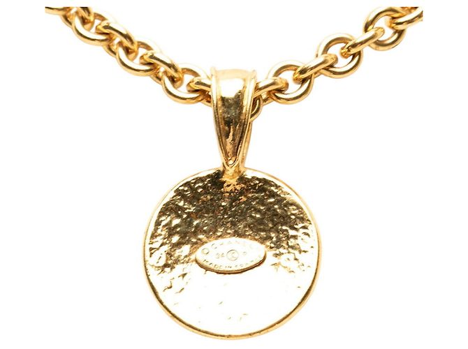 Timeless Colar de pingente de corrente vintage Chanel Coco Mark Dourado - vista 2