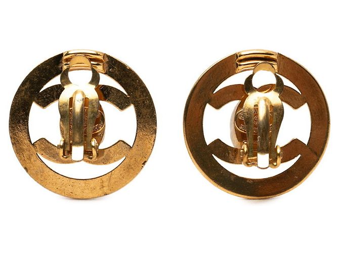 Timeless Orecchini a clip rotondi Vintage Chanel Coco Mark D'oro - vista 2
