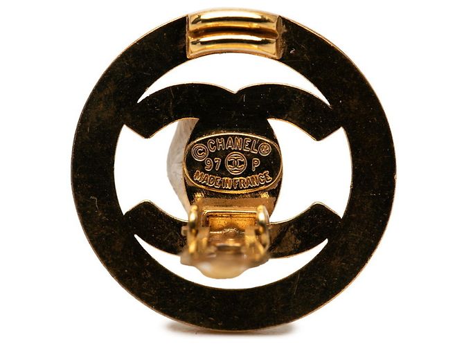 Timeless Orecchini a clip rotondi Vintage Chanel Coco Mark D'oro - vista 3