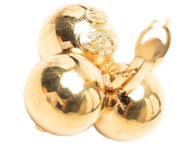 Orecchini clip vintage Chanel Coco Mark Ball Motif D'oro - vista 3