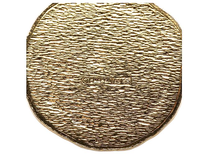 Chanel Goldplattierter Coco Mark Pferde-Medaillon-Halskette Golden - Ansicht 3
