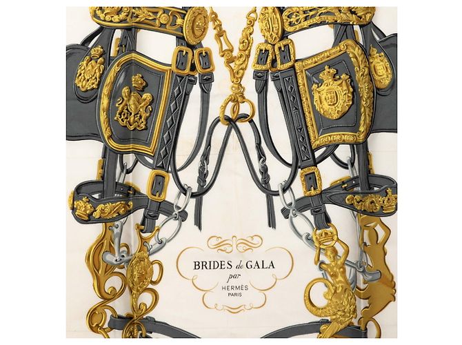 Hermès Hermes Carre 90 BRIDES de GALA Sciarpa cerimoniale Blu Multicolore - vista 2