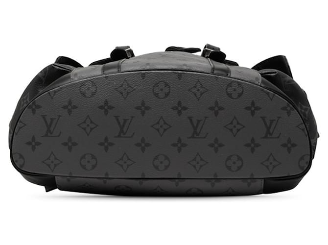 Zaino Louis Vuitton Monogram Eclipse Christopher MM Marrone Nero - vista 3