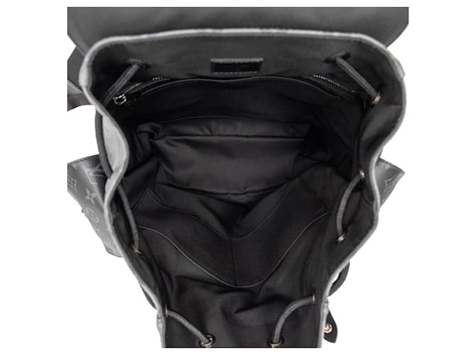 Zaino Louis Vuitton Monogram Eclipse Christopher MM Marrone Nero - vista 4