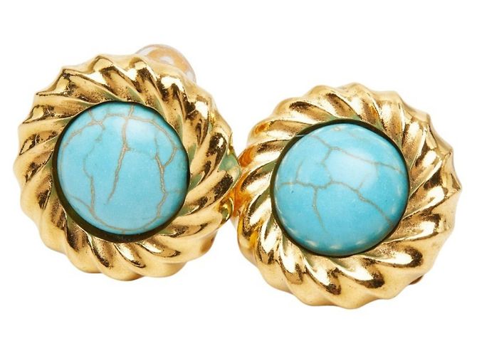 Orecchini a clip Chanel Vintage Blu D'oro - vista 2