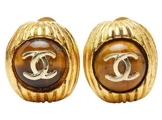 Orecchini a clip Chanel Vintage Coco Mark D'oro - vista 2