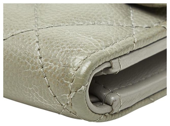 Timeless Chanel Coco Mark Tri-fold Wallet aus grauem Caviar-Leder Braun - Ansicht 4