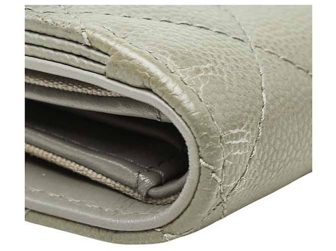 Timeless Chanel Coco Mark Tri-fold Wallet aus grauem Caviar-Leder Braun - Ansicht 5