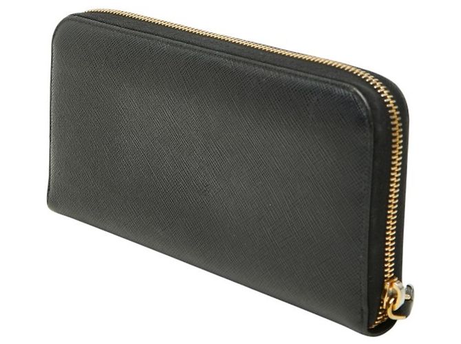 Cartera larga de cuero Saffiano negro Prada - vista 2