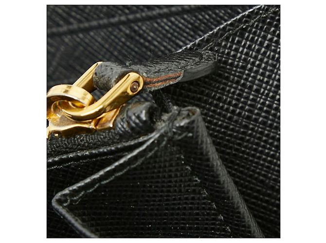 Cartera larga de cuero Saffiano negro Prada - vista 7