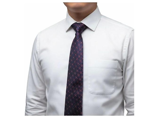 Chanel Silk Jacquard Diamond Pattern Tie Red Dark blue - view 2