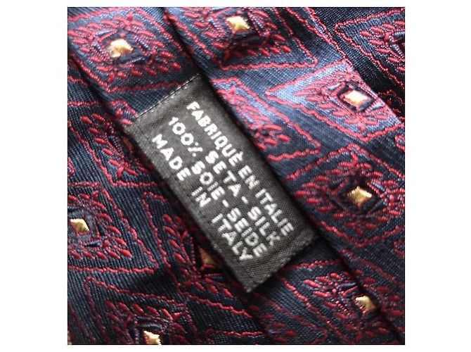 Chanel Silk Jacquard Diamond Pattern Tie Red Dark blue - view 4