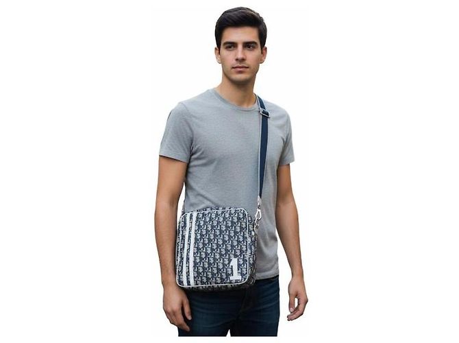 Bolso bandolera Christian Dior Trotter Monogram Blanco Azul - vista 2