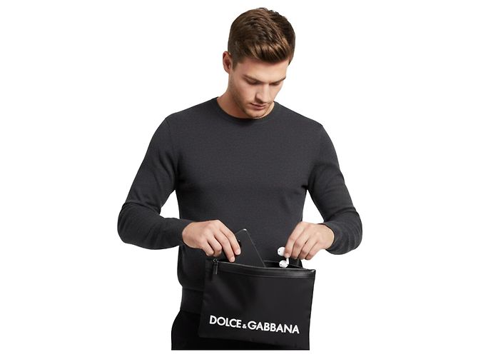 Dolce & Gabbana Pochette in Nylon Logo Nero - vista 2