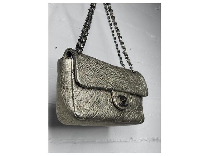 Chanel Le Marais Flap Agnello Metallizzato Metallico - vista 4
