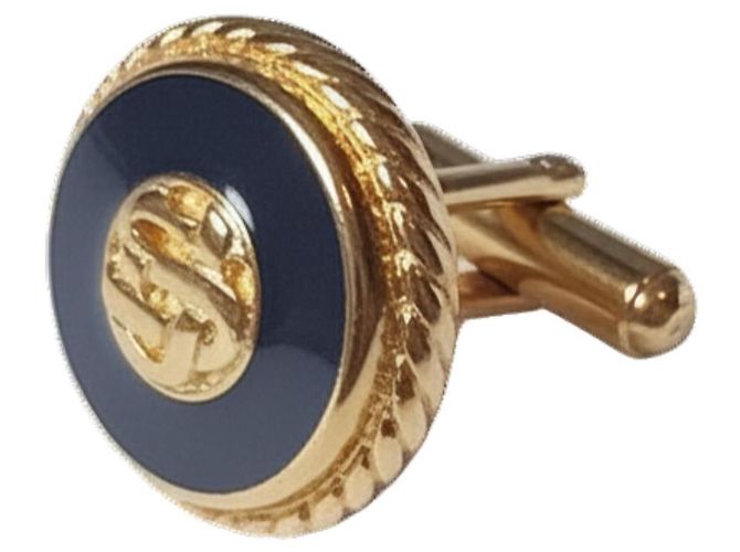Autre Marque Gemelli St John placcati oro e smalto blu D'oro - vista 5