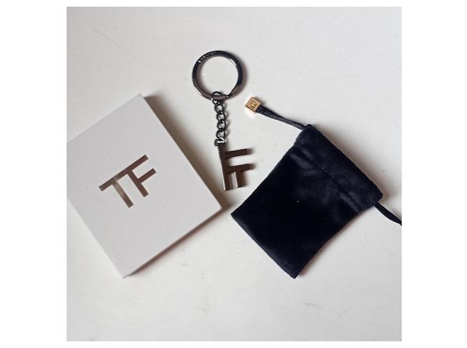 Portachiavi Tom Ford Logo TF in metallo nero - vista 2