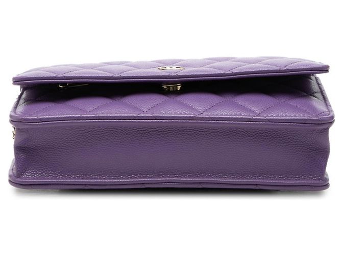 Bolso de Hombro Chanel Coco Mark Matelassé Chain Dorado Púrpura - vista 3