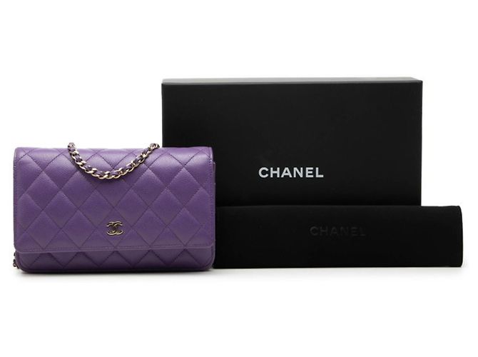 Bolso de Hombro Chanel Coco Mark Matelassé Chain Dorado Púrpura - vista 7