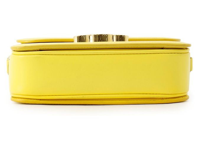 Céline Borsa a tracolla Celine Teen Triomphe in pelle Giallo - vista 3