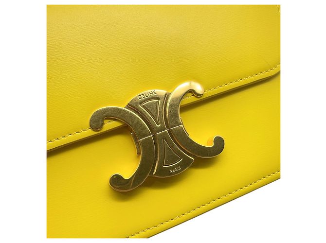 Céline Borsa a tracolla Celine Teen Triomphe in pelle Giallo - vista 7