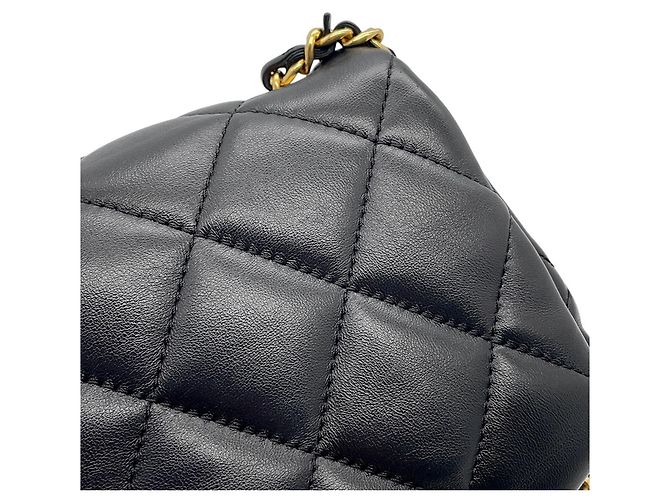 Borsa a tracolla Chanel in pelle di agnello nera Nero - vista 11