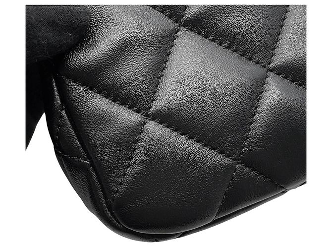 Borsa a tracolla Chanel in pelle di agnello nera Nero - vista 8