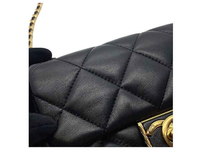 Borsa a tracolla Chanel in pelle di agnello nera Nero - vista 9