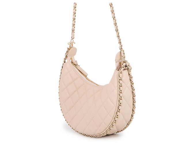 Borsa a Spalla con Catena Chanel Matelassé Small Hobo Beige - vista 2