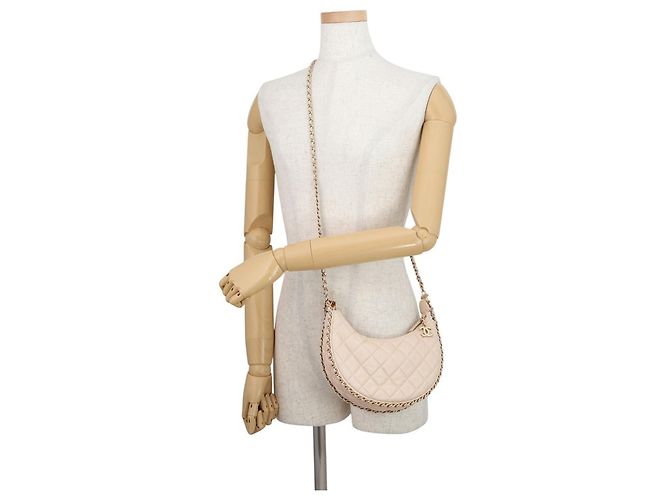 Borsa a Spalla con Catena Chanel Matelassé Small Hobo Beige - vista 4