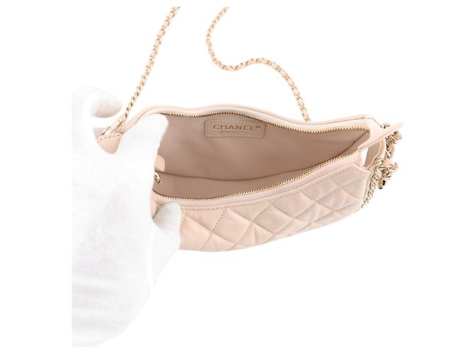 Borsa a Spalla con Catena Chanel Matelassé Small Hobo Beige - vista 5