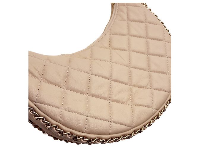 Borsa a Spalla con Catena Chanel Matelassé Small Hobo Beige - vista 6